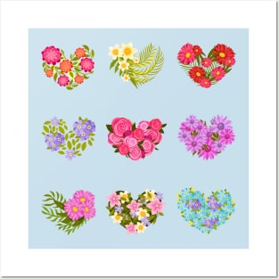 heart shaped flowers Posters and Art